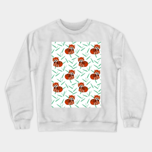 Red pandas and bamboo leaves Crewneck Sweatshirt by bettyretro